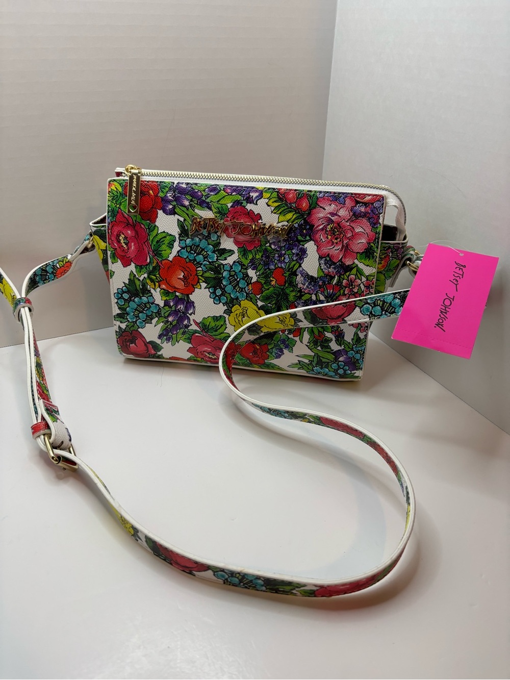 Betsey Johnson Floral painted Multicolor crossbody purse